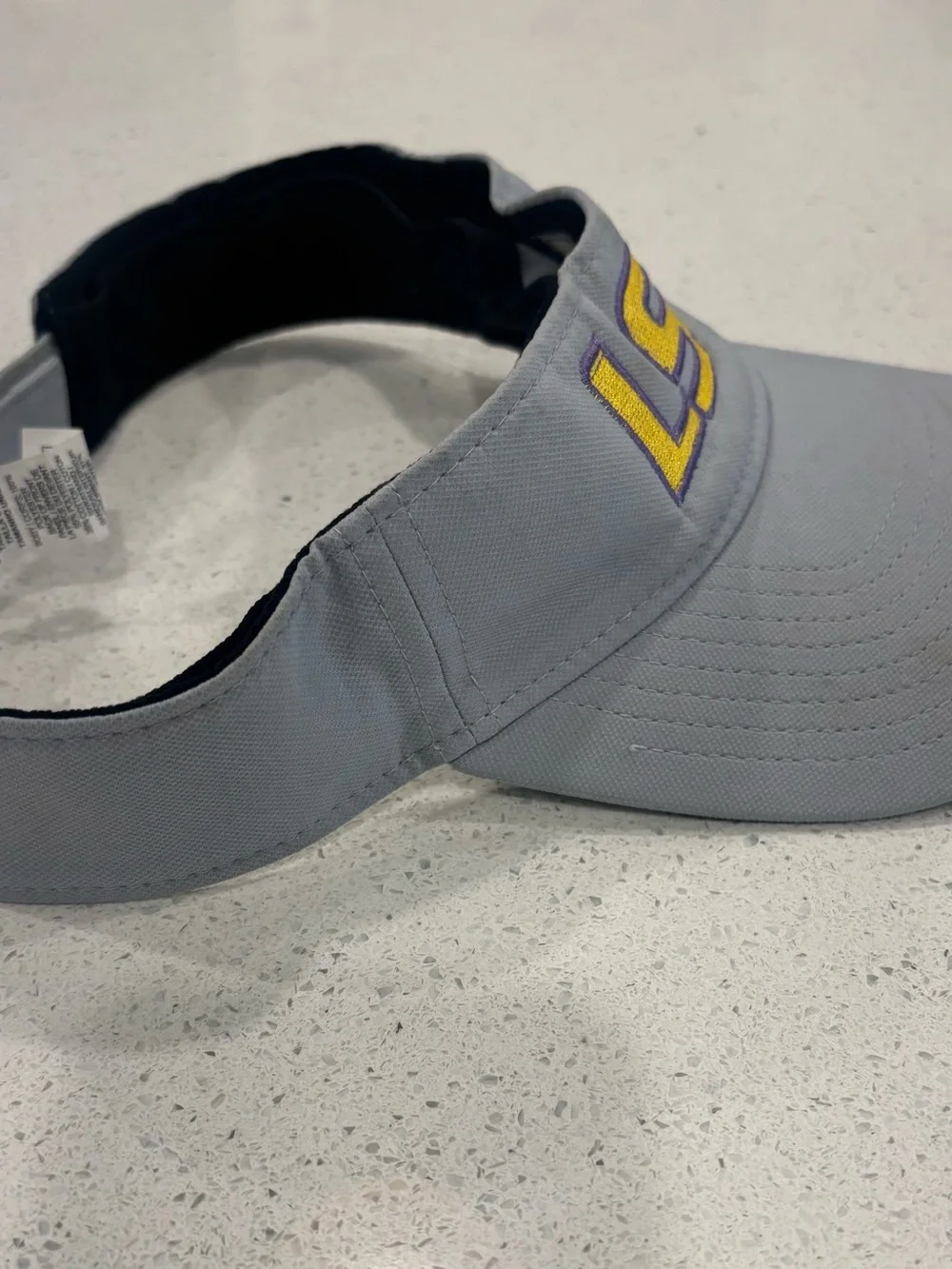 Nike LSU Embroidered Adjustable Visor in Light Gray and Yellow, Purple OSFM